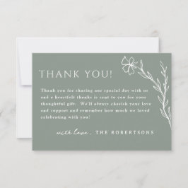 Sage Green Boho Modern Stenciled Floral Botanical Bedankkaart