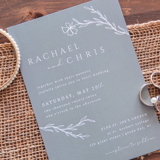 Sage Green Boho Modern Stenciled Floral Botanical Kaart