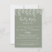 Sage Green Boho Moderne Elegante Botanische Huweli RSVP Kaartje (Voorkant)