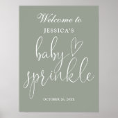 Sage Green Boho Neutral Baby Sprinkle Welkomstbord Poster (Voorkant)