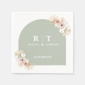 Sage Green Boho Pampas Elegant Wedding Minimalist Servet (Voorkant)