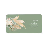 Sage Green Boho Pampas Grass Adres Label (Voorkant)