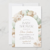 Sage Green Boho Pampas Grass Arch Baby shower Kaart (Voorkant)