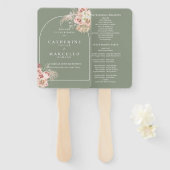 Sage Green Boho Pampas Grass Arch Wedding Programm Handwaaier (Voorkant en achterkant)