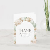 Sage Green Boho Pampas Grass Baby shower Bedankkaart (Voorkant)