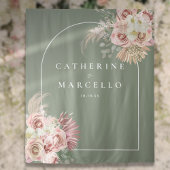 Sage Green Boho Pampas Grass Floral Wedding Wandkleed