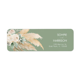 Sage Green Boho Pampas Grass Return Address Etiket