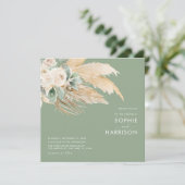 Sage Green Boho Pampas Grass Square Weddenschap Kaart (Staand voorkant)