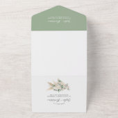 Sage Green Boho Pampas Grass Wedding All In One Uitnodiging (Buitenkant)