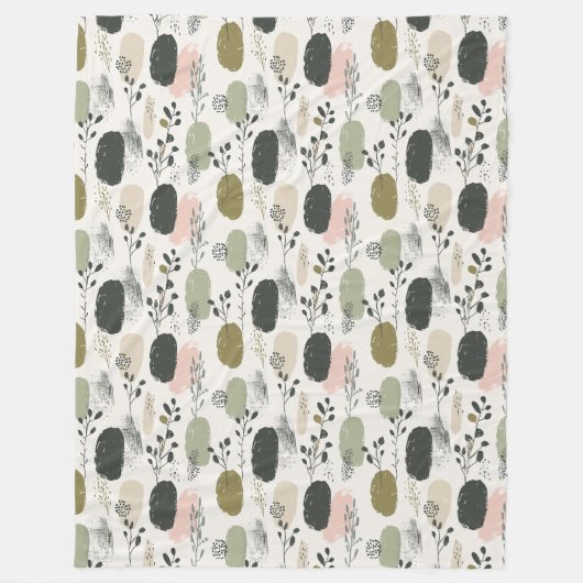 Sage Green Boho Pattern Fleece Deken (Voorkant)