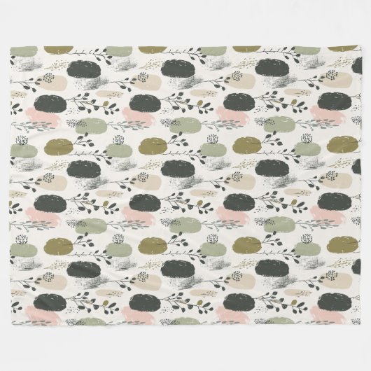 Sage Green Boho Pattern Fleece Deken (Voorkant (Horizontaal))