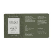 Sage Green Boho Pattern Logo 2OZ Dropper Bottle Etiket (Voorkant)