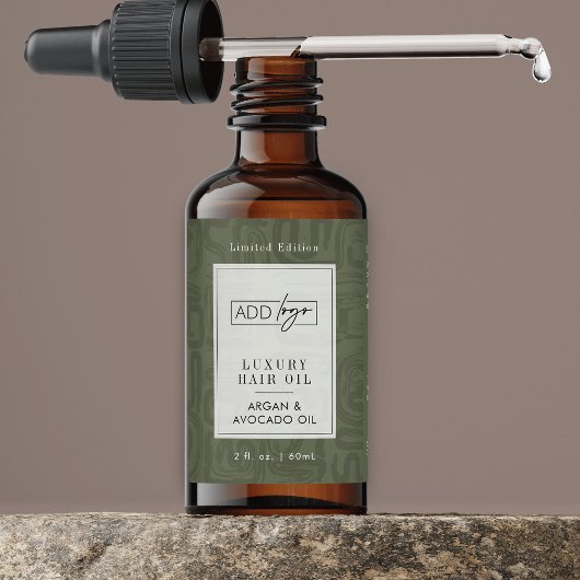 Sage Green Boho Pattern Logo 2OZ Dropper Bottle Etiket