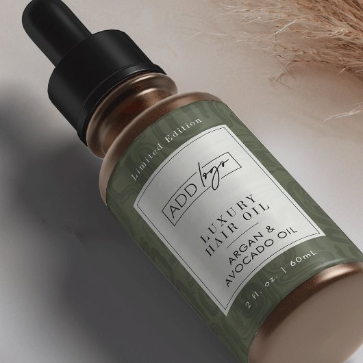 Sage Green Boho Pattern Logo 2OZ Dropper Bottle Etiket