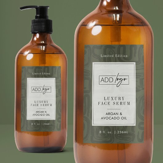 Sage Green Boho Pattern Waterproof Product Label Voedselcontainer Etiket