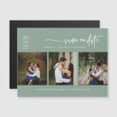 Sage Green Boho Photo Save the Date Magnetic Kaart (Voorkant / Achterkant)