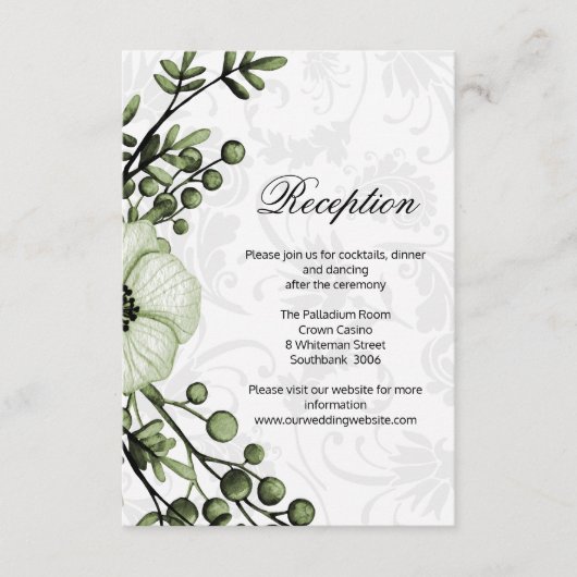 Sage Green Boho Reception Informatiekaartje (Voorkant)