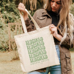 Sage Green Boho Retro Aangepaste Bachelorette Tote Bag<br><div class="desc">Ben je op zoek naar het perfecte vrijgezellenfeest cadeau? Kijk niet verder dan onze groene boho retro canvas tas. Deze tas is perfect voor elke bruid die u wilt gebruiken en kan worden gepersonaliseerd met uw eigen speciale boodschappen. Onze canvas tas is ook geweldig voor gebruik als bruidsschat, of als...</div>