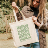 Sage Green Boho Retro Aangepaste Bachelorette Tote Bag