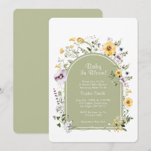 Sage Green Boho Rustieke Baby in Bloom Baby shower Kaart