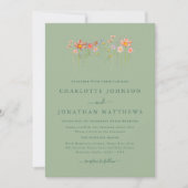 Sage Green Boho Rustieke Wildflower Garden Wedding Kaart (Voorkant)