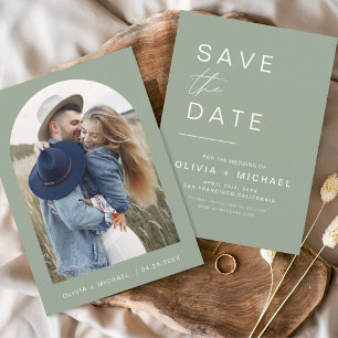 Sage Green Boho Save the Date Foto Minimalist