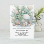 Sage Green Boho Seashell Celebration Baby shower Kaart (Staand voorkant)