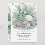 Sage Green Boho Seashell Celebration Baby shower Kaart (Voorkant / Achterkant)