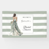 Sage Green Boho Waterverf Stripes Vrijgezellenfees Spandoek (Horizontaal)
