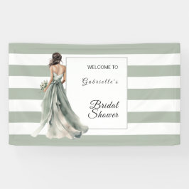 Sage Green Boho Waterverf Stripes Vrijgezellenfees Spandoek