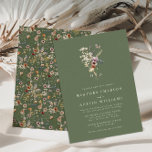 Sage Green Boho Wedding Invitation Kaart<br><div class="desc">Sage Green Boho Wedding Invitation. Deze stijlvolle en elegante trouwboho-uitnodiging bevat prachtige handbeschilderde waterverf bloemen die zijn gerangschikt als een mooie en eenvoudige bouquet. De rug omvat een coördinatiepatroon. Zoek overeenkomende objecten in het Collectie Sage Green Boho Wildflower Wedding.</div>
