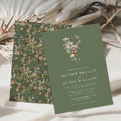 Sage Green Boho Wedding Invitation Kaart