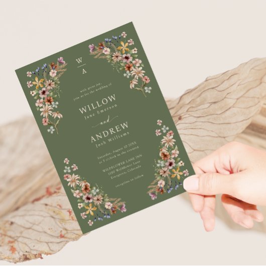 Sage Green Boho Wedding Kaart