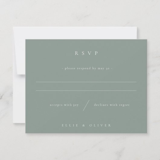 Sage Green Boho Wedding Modern RSVP Kaartje (Voorkant)