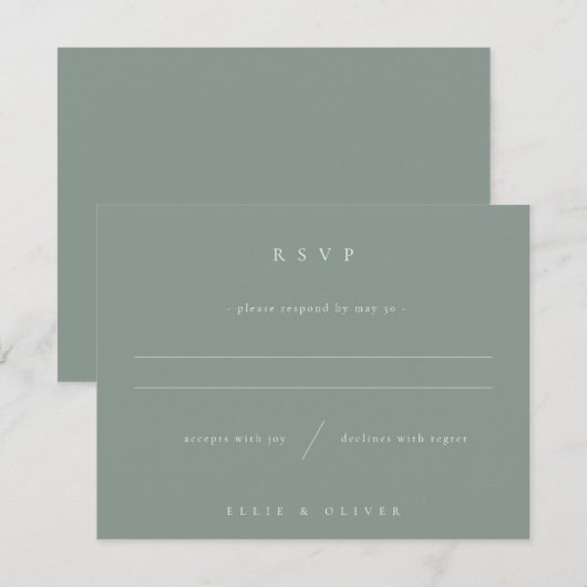 Sage Green Boho Wedding Modern RSVP Kaartje (Voorkant / Achterkant)