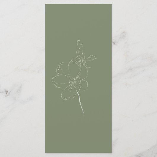 Sage Green Boho White Floral Botanical Wedding Menu (Achterkant)
