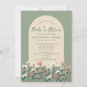 Sage Green Boho Wildflower Baby in Bloom Shower Kaart (Voorkant)