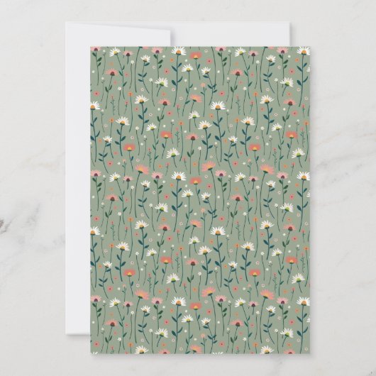 Sage Green Boho Wildflower Baby in Bloom Shower Kaart (Achterkant)