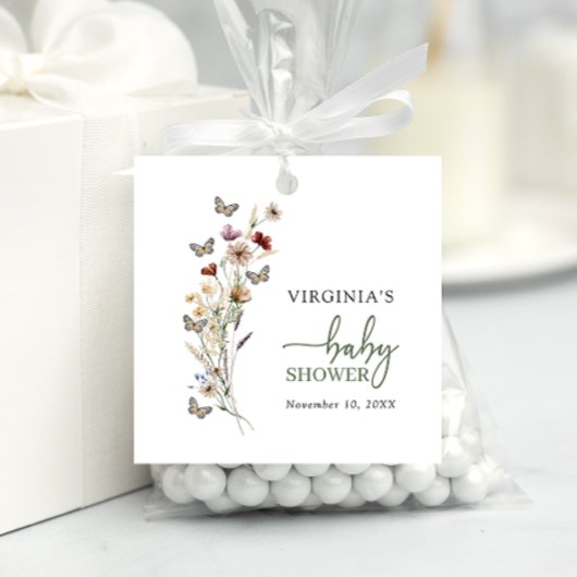 Sage Green Boho Wildflower Baby shower Bedankjes Labels