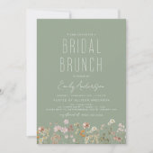 Sage Green Boho Wildflower Bridal Brunch Douche Kaart (Voorkant)