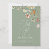 Sage Green Boho Wildflower Bridal Shower Elegant Kaart (Voorkant)