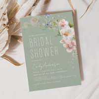Sage Green Boho Wildflower Bridal Shower Elegant