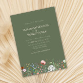 Sage Green Boho Wildflower bruiloft uitnodiging