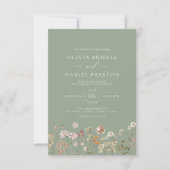 Sage Green Boho Wildflower Garden Wedding Kaart (Voorkant)