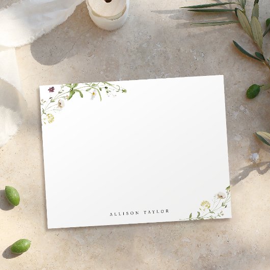 Sage Green Boho Wildflower gepersonaliseerd briefp Notitiekaartje