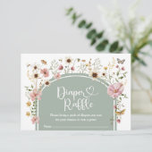 Sage Green Boho Wildflower Meadow Luier Raffle Informatiekaartje (Staand voorkant)