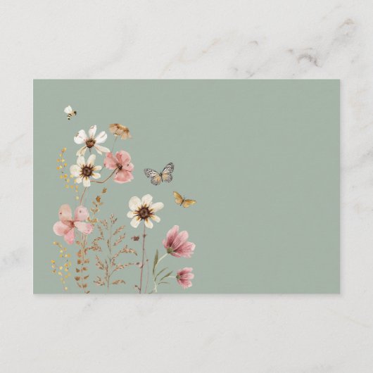 Sage Green Boho Wildflower Meadow Luier Raffle Informatiekaartje (Achterkant)