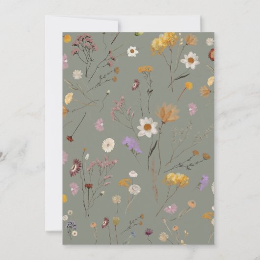 Sage Green Boho Wildflower Tafelnummer Kaarten (Achterkant)
