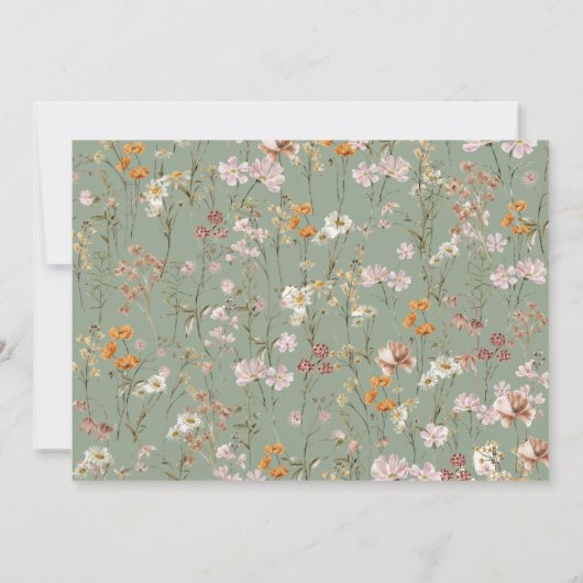 Sage Green Boho Wildflower Vrijgezellenfeest Foto Kaart (Achterkant)