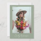 Sage Green Boho Wildflower Vrijgezellenfeest Foto Kaart (Achterkant)